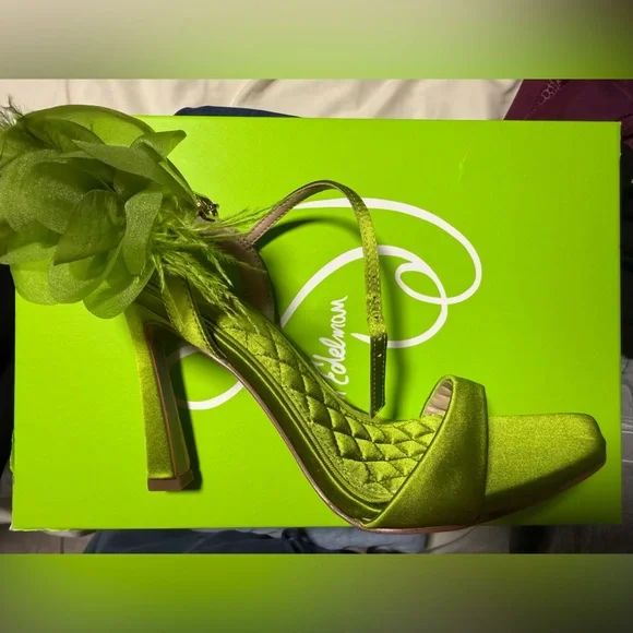 Sam Edelman Lime Green Heels with Floral Accent - Picture 2 of 6